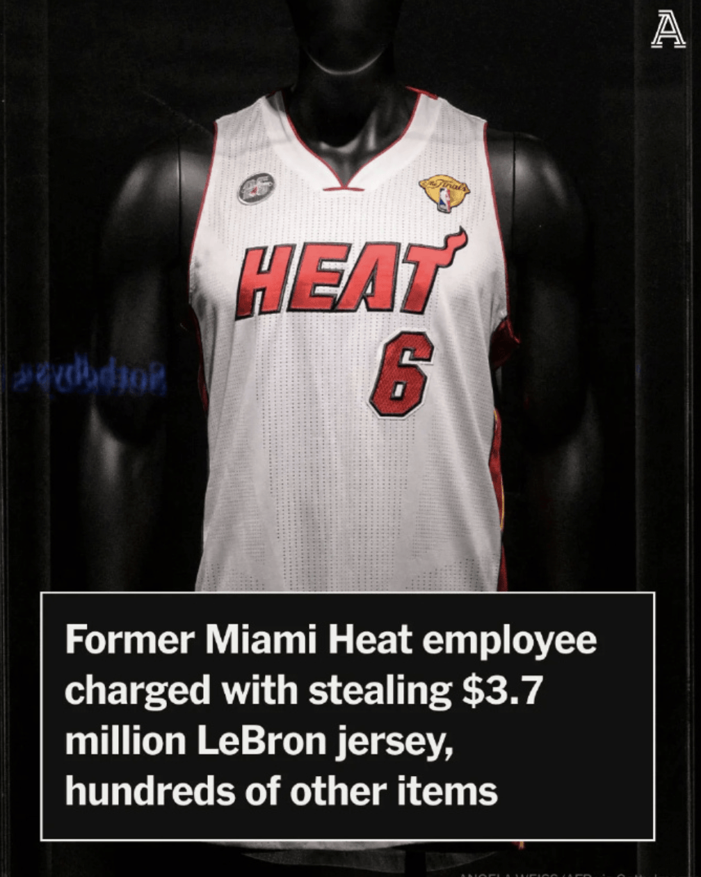 抓起来了！詹姆斯球衣被盗！370万美金！亏大了...